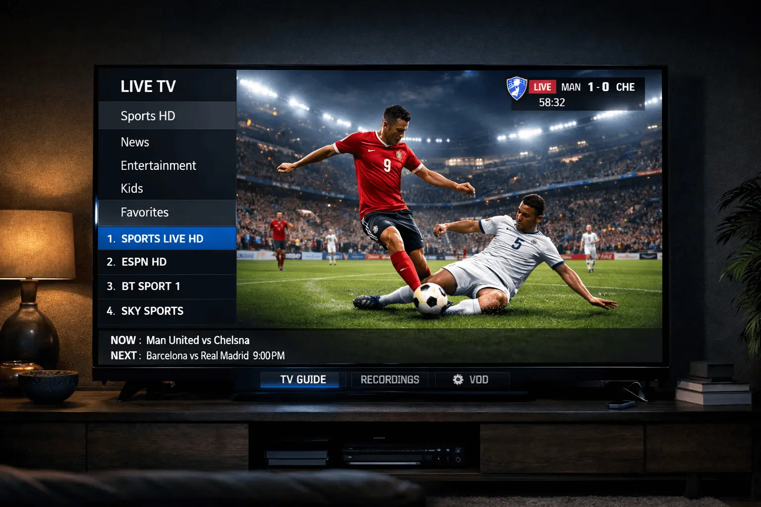 Service IPTV France premium avec films, séries et sport en haute qualité